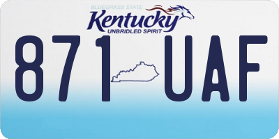 KY license plate 871UAF