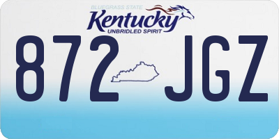 KY license plate 872JGZ