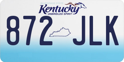 KY license plate 872JLK