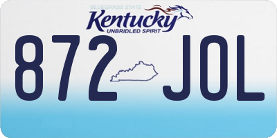 KY license plate 872JOL