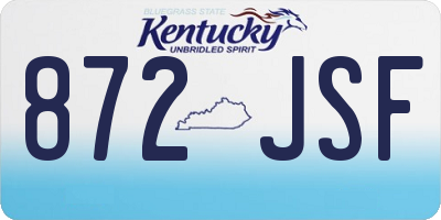 KY license plate 872JSF