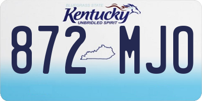 KY license plate 872MJO