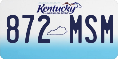 KY license plate 872MSM