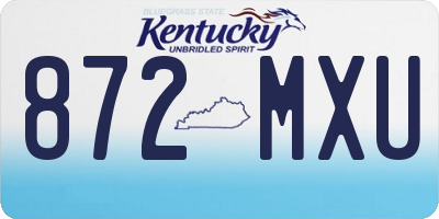 KY license plate 872MXU