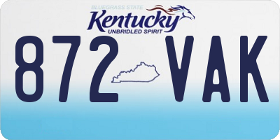 KY license plate 872VAK