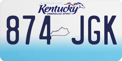 KY license plate 874JGK