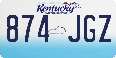 KY license plate 874JGZ