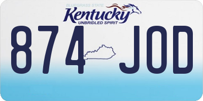 KY license plate 874JOD