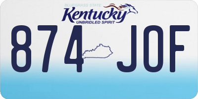 KY license plate 874JOF