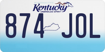 KY license plate 874JOL