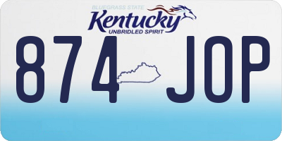 KY license plate 874JOP