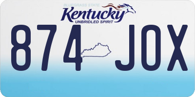 KY license plate 874JOX