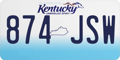 KY license plate 874JSW