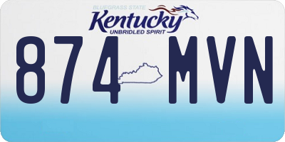 KY license plate 874MVN