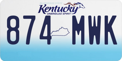 KY license plate 874MWK