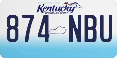 KY license plate 874NBU