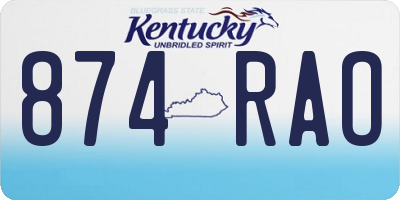 KY license plate 874RAO