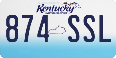 KY license plate 874SSL