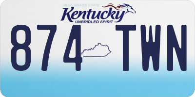 KY license plate 874TWN