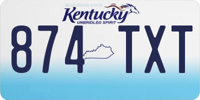 KY license plate 874TXT