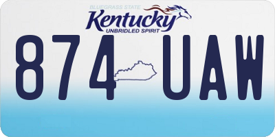 KY license plate 874UAW