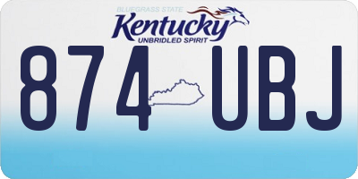 KY license plate 874UBJ