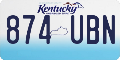 KY license plate 874UBN