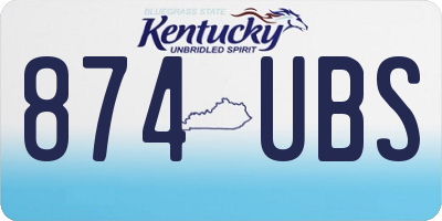 KY license plate 874UBS