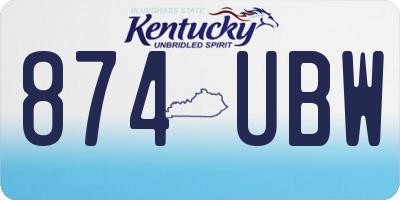 KY license plate 874UBW