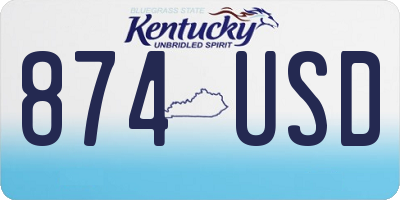 KY license plate 874USD