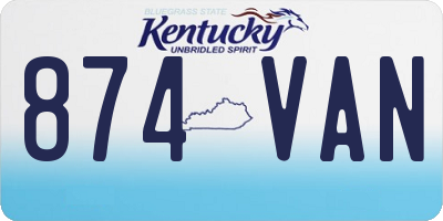 KY license plate 874VAN