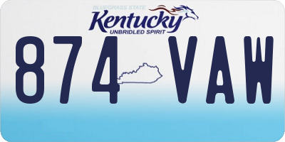 KY license plate 874VAW
