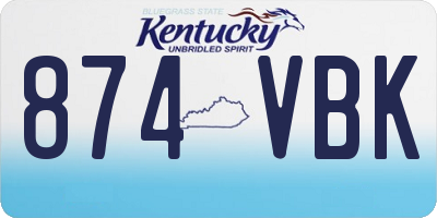 KY license plate 874VBK