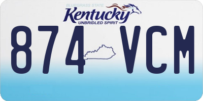 KY license plate 874VCM