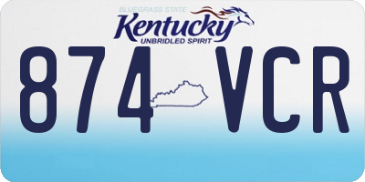 KY license plate 874VCR