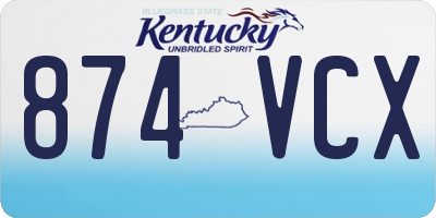 KY license plate 874VCX