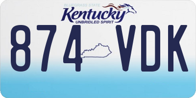 KY license plate 874VDK