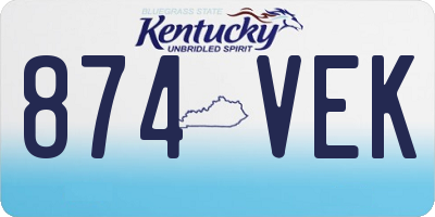 KY license plate 874VEK