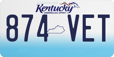 KY license plate 874VET