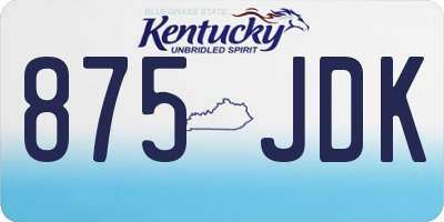 KY license plate 875JDK