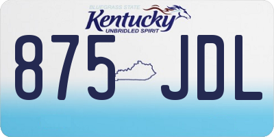 KY license plate 875JDL