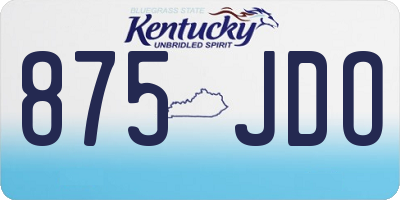 KY license plate 875JDO