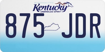 KY license plate 875JDR