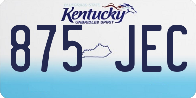 KY license plate 875JEC