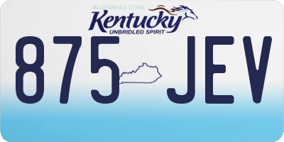 KY license plate 875JEV