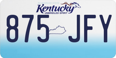 KY license plate 875JFY