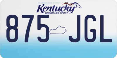 KY license plate 875JGL