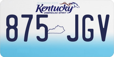 KY license plate 875JGV