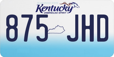 KY license plate 875JHD