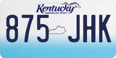 KY license plate 875JHK